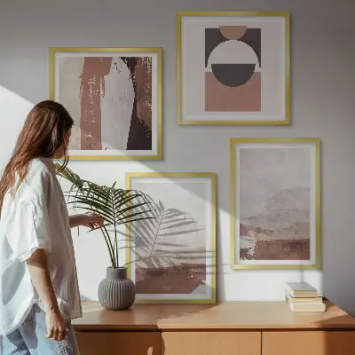 Abstract brown patterns wall art set set of 4 pieces