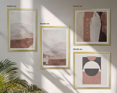 Abstract brown patterns wall art set set of 4 pieces