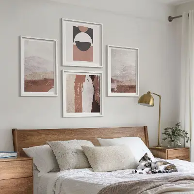 Set of 4 wall art pieces Abstract brown patterns