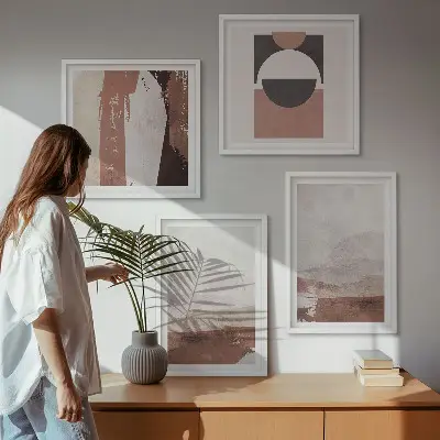 Abstract brown patterns wall art set set of 4 pieces
