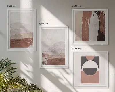 Abstract brown patterns wall art set set of 4 pieces