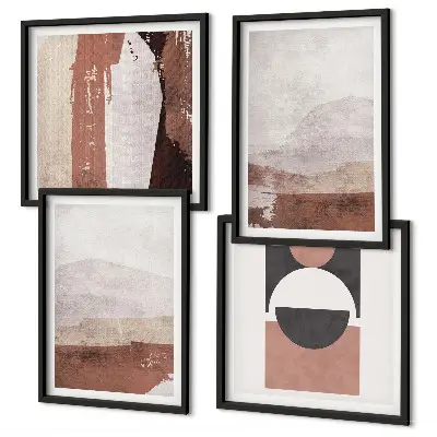 Abstract brown patterns wall art set set of 4 pieces