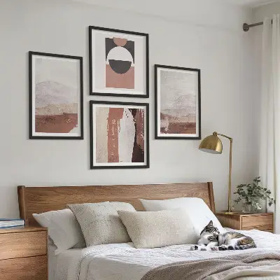 Set of 4 wall art pieces Abstract brown patterns