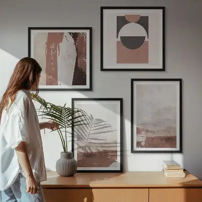 Abstract brown patterns wall art set set of 4 pieces