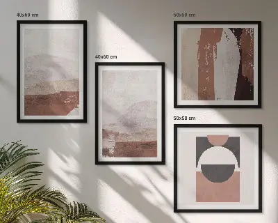Set of 4 wall art pieces Abstract brown patterns