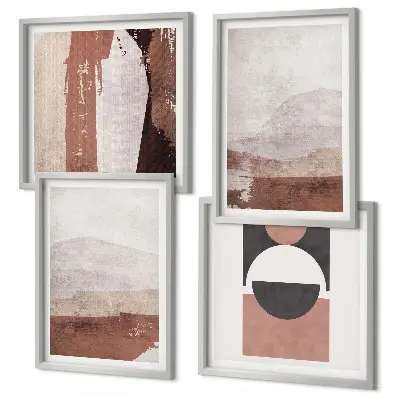 Set of 4 wall art pieces Abstract brown patterns