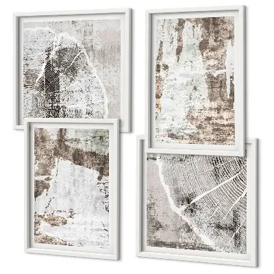 Multi-piece abstract pattern wall decor set in white and brown