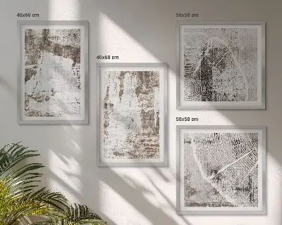 Multi-piece abstract pattern wall decor set in white and brown