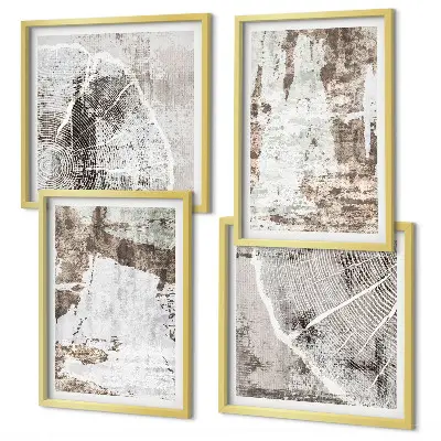 Multi-piece abstract pattern wall decor set in white and brown