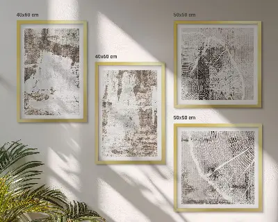 Multi-piece abstract pattern wall decor set in white and brown