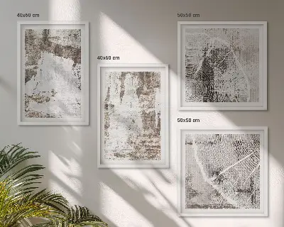 Multi-piece abstract pattern wall decor set in white and brown
