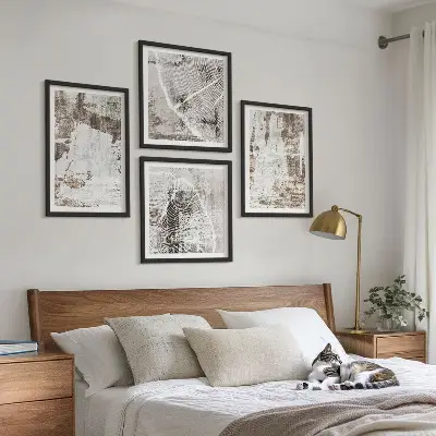 Multi-piece abstract pattern wall decor set in white and brown