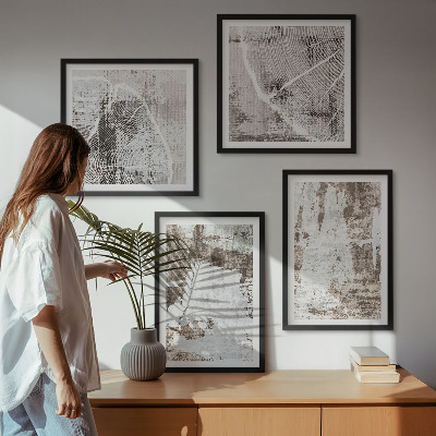 Multi-piece wall decor set Abstract patterns white brown