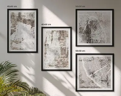 Multi-piece abstract pattern wall decor set in white and brown