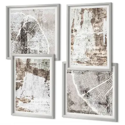Multi-piece abstract pattern wall decor set in white and brown