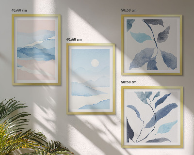 Multi-piece wall decor set Mountain landscapes watercolor plants