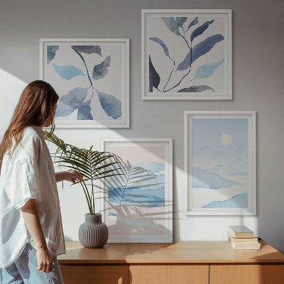Multi-piece wall decor set Mountain landscapes watercolor plants