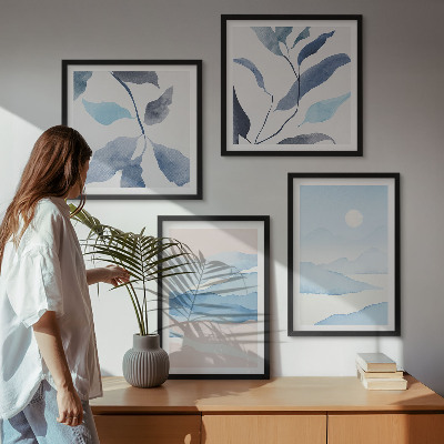 Multi-piece wall decor set Mountain landscapes watercolor plants
