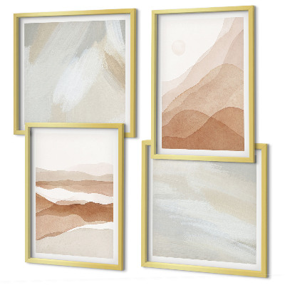 Wall art set Abstract brown landscapes