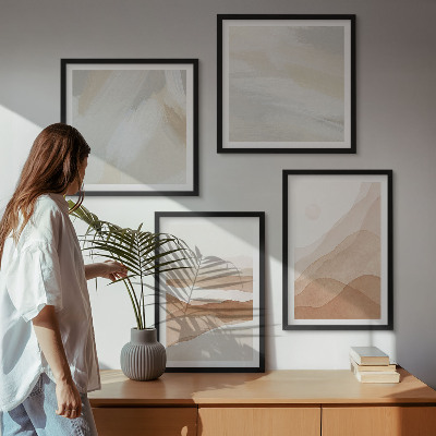 Wall art set Abstract brown landscapes