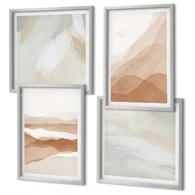 Wall art set Abstract brown landscapes