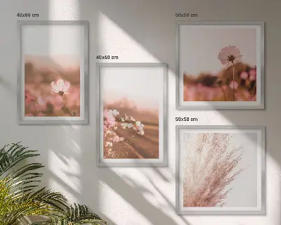 Set of 4 wildflower wall art pieces summer meadow scene