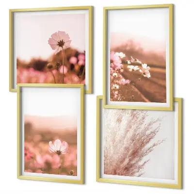 Set of 4 wildflower wall art pieces summer meadow scene