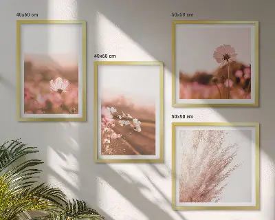Set of 4 wildflower wall art pieces summer meadow scene
