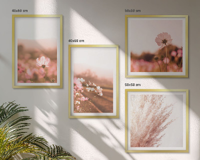 Set of 4 wall art pieces Wildflowers in the meadows in summer