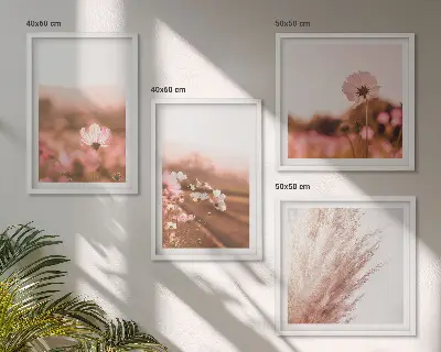 Set of 4 wildflower wall art pieces summer meadow scene