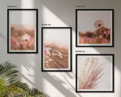 Set of 4 wildflower wall art pieces summer meadow scene