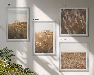 Summer meadows flowers sunset wall art set of 4 pieces