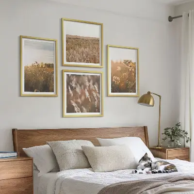 Summer meadows flowers sunset wall art set of 4 pieces