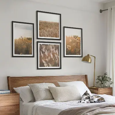 Summer meadows flowers sunset wall art set of 4 pieces