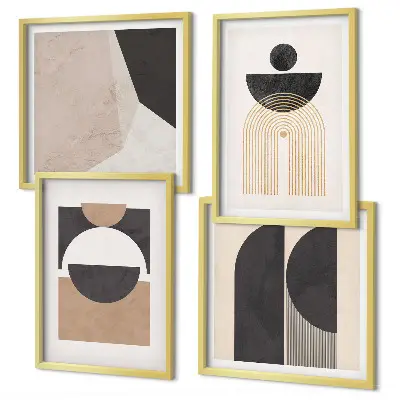 Wall art set Abstract shapes beige brown