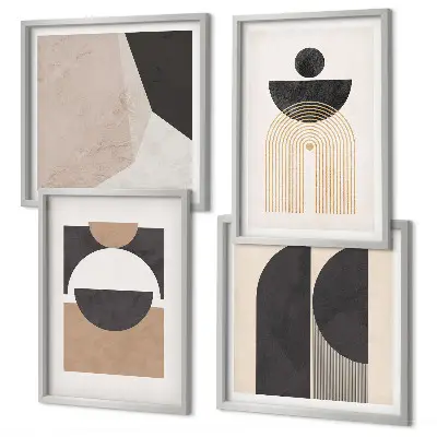 Wall art set Abstract shapes beige brown