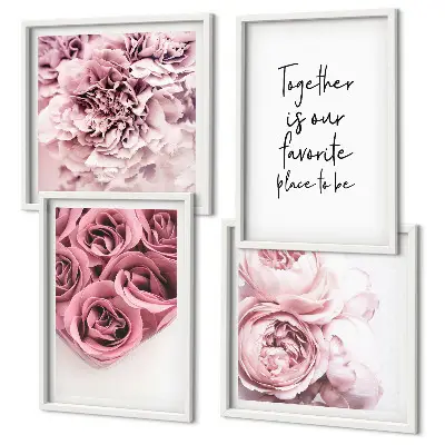 Multi-piece rose bouquet wall decor set with home inscription