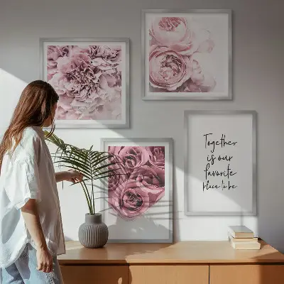 Multi-piece rose bouquet wall decor set with home inscription