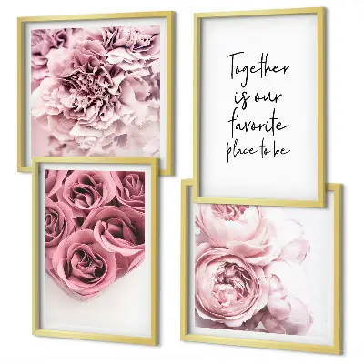 Multi-piece rose bouquet wall decor set with home inscription