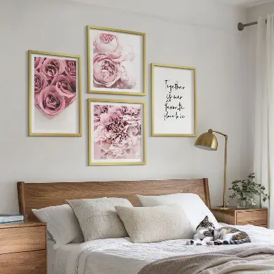 Multi-piece rose bouquet wall decor set with home inscription