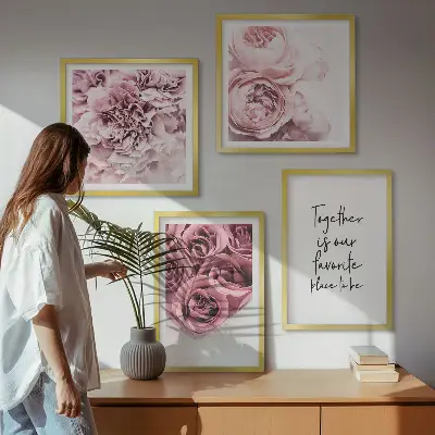 Multi-piece rose bouquet wall decor set with home inscription