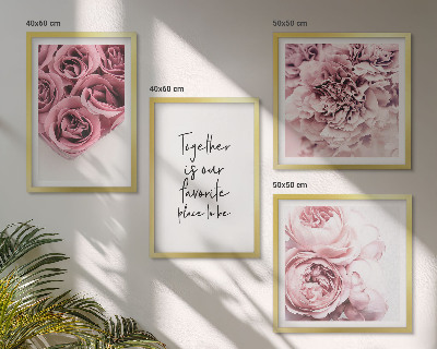 Multi-piece wall decor set Flowers bouquets of roses home inscription