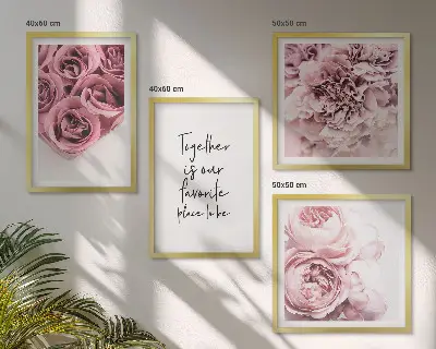 Multi-piece rose bouquet wall decor set with home inscription
