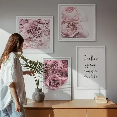 Multi-piece rose bouquet wall decor set with home inscription