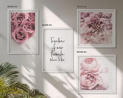 Multi-piece rose bouquet wall decor set with home inscription