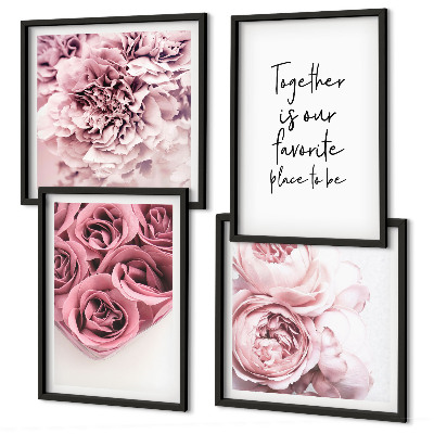 Multi-piece wall decor set Flowers bouquets of roses home inscription
