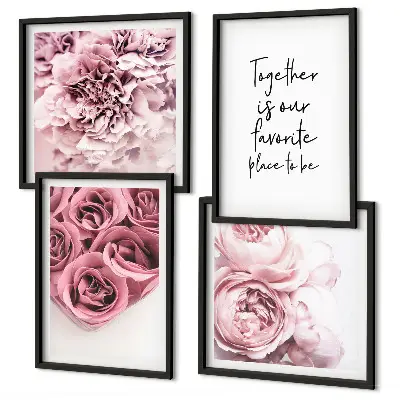Multi-piece rose bouquet wall decor set with home inscription