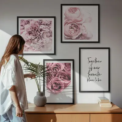Multi-piece rose bouquet wall decor set with home inscription