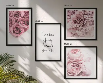 Multi-piece rose bouquet wall decor set with home inscription