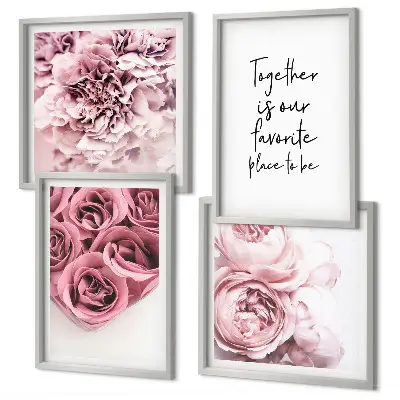 Multi-piece rose bouquet wall decor set with home inscription